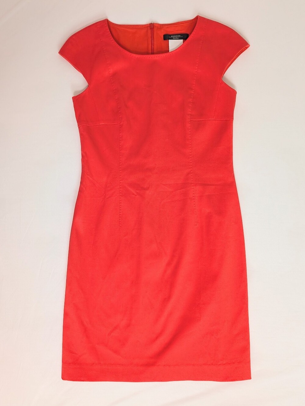 Weekend Max Mara Red Cotton Cap Sleeve Sheath Dress